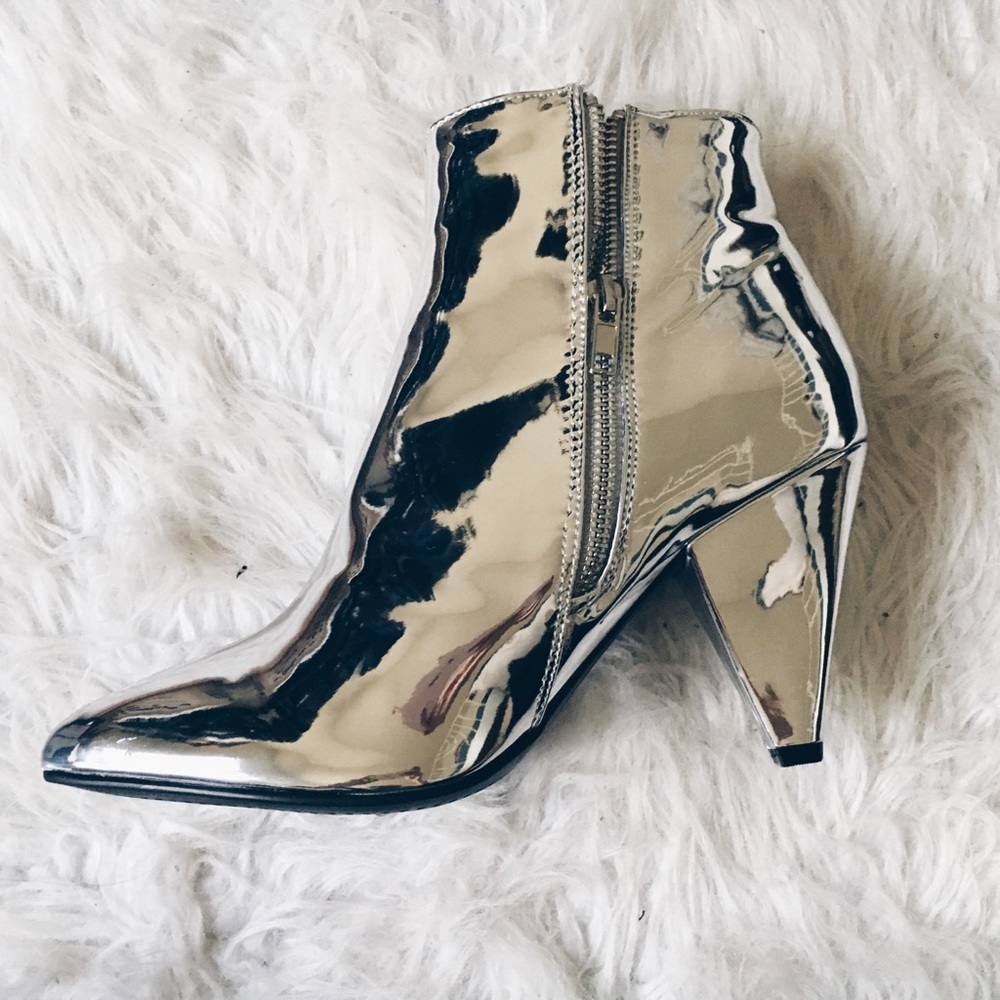 Missguided Silver Ankle Boots
